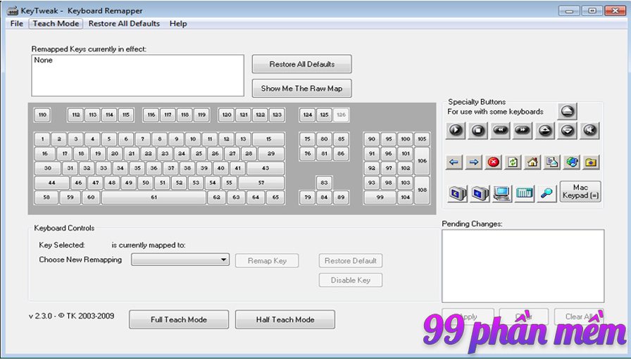 giao diện phần mềm thay đổi chức năng phím