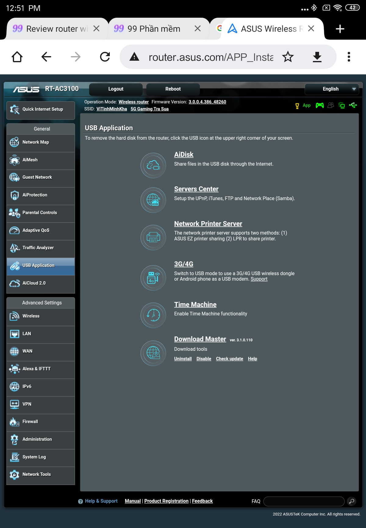 Các chức năng của router kết nối qua cổng usb