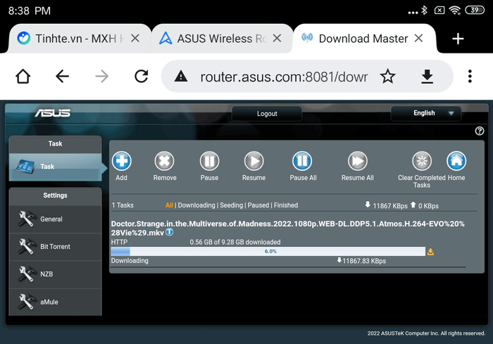 Chức năng download trực tiếp trên router
