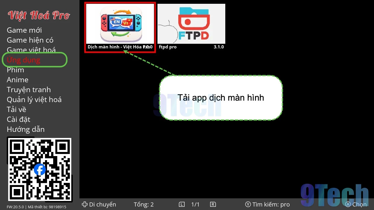 Việt hóa mọi game trên nintendo switch bằng ứng dụng Dịch Màn Hình Việt Hóa Pro